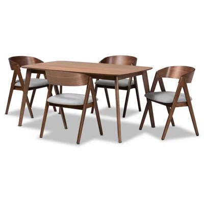 Baxton Studio Danton Gray Faux Leather 5-piece Dining Set In Brown