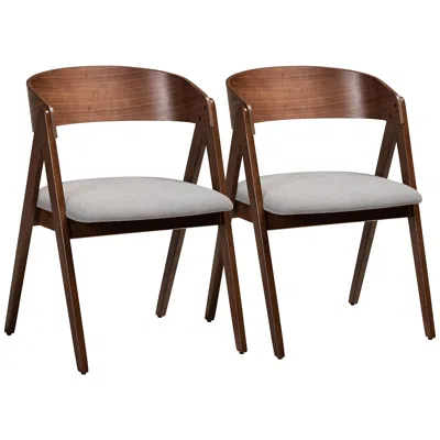 Baxton Studio Danton Gray Faux Leather Dining Chairs Set Of 2 In Brown