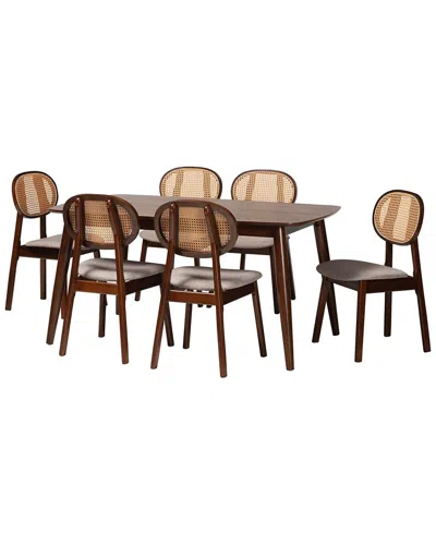 Baxton Studio Darrion Mid-century Modern 7pc Dining Set In Brown