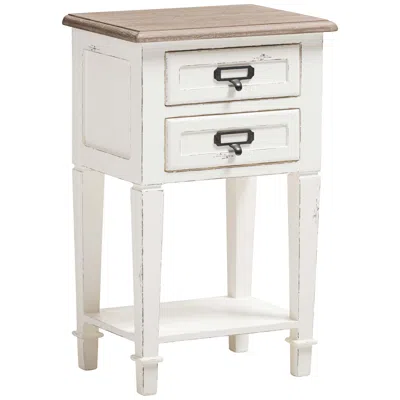 Baxton Studio Dauphine 15 3/4" Wide Weathered Oak And White Side Table