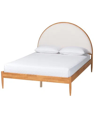 Baxton Studio Dawson Japandi Teddy Fabric & Wood Queen Bed