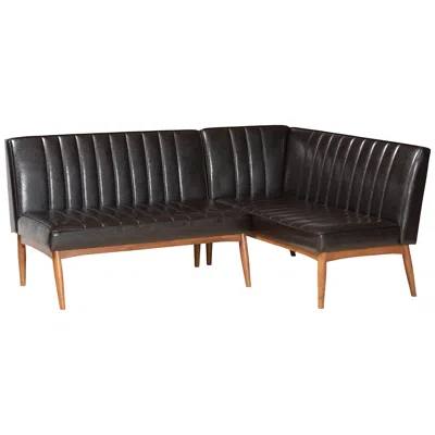 Baxton Studio Daymond Tufted Dark Brown 2-piece Dining Nook Banquette Set