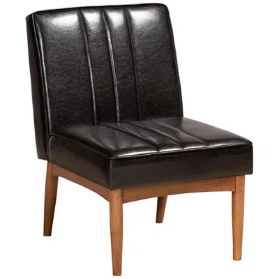 Baxton Studio Daymond Tufted Dark Brown Faux Leather Dining Chair In Black