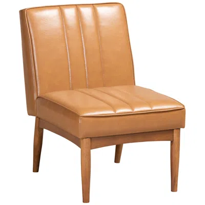 Baxton Studio Daymond Tufted Tan Faux Leather Dining Chair In Brown