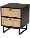 Baxton Studio Declan 2-drawer Nightstand In Brown