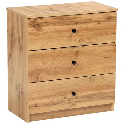 Baxton Studio Decon 23 1/2" Wide Oak Brown 3-drawer Storage Chest