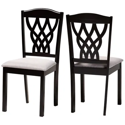 Baxton Studio Delilah Grey Fabric Upholstered Wood 2-piece Dining Chair Set In Black