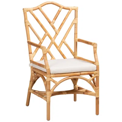 Baxton Studio Delta Natural Rattan Dining Armchair In Brown