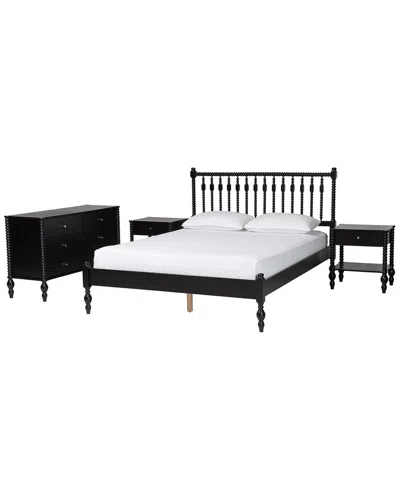 Baxton Studio Denita Spindle 4pc Bedroom Set In Black