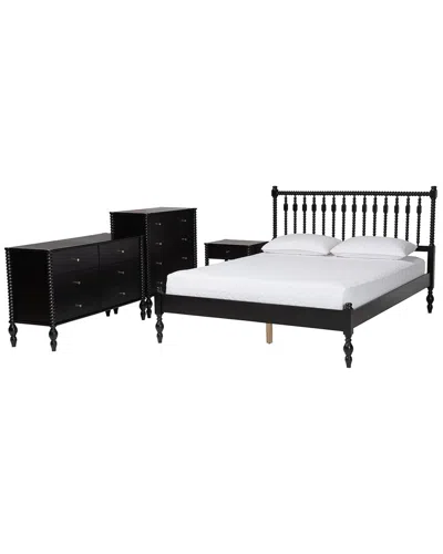 Baxton Studio Denita Spindle 4pc Bedroom Set In Multi