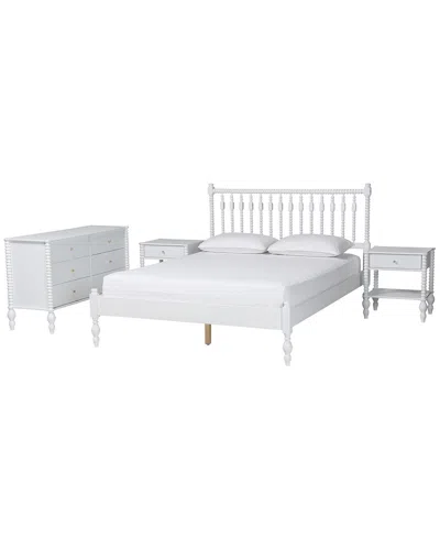 Baxton Studio Denita Spindle 4pc Bedroom Set In White