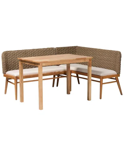 Baxton Studio Denver Modern Wood 3pc Dining Nook Set