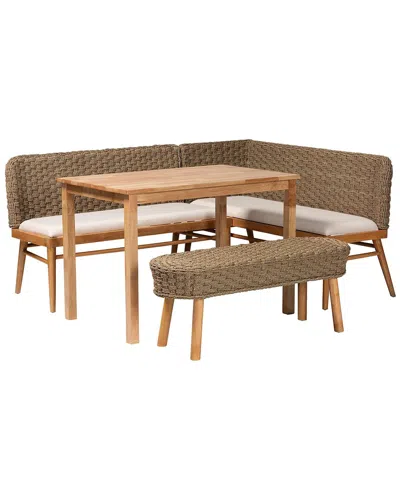 Baxton Studio Denver Modern Wood 4pc Dining Nook Set
