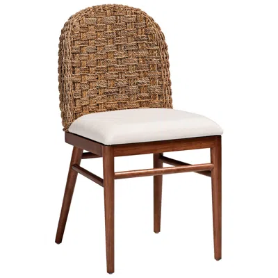 Baxton Studio Denver Walnut Brown Wood And Seagrass Dining Chair