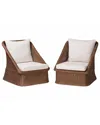 Baxton Studio Derris Bohemian Braided Rattan 2pc Arm Chair Set