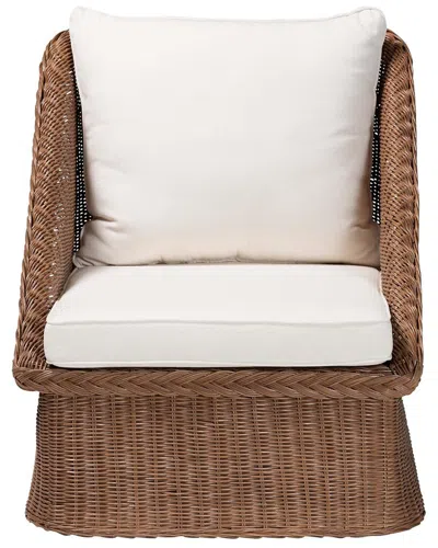 Baxton Studio Derris Bohemian Braided Rattan Arm Chair In Brown