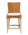 Baxton Studio Derris Natural Rattan Counter Stool With Cushion In Brown