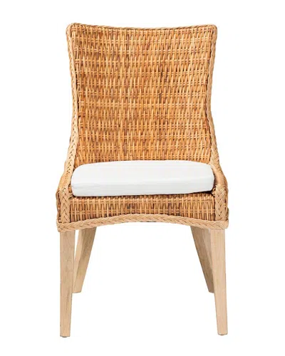 Baxton Studio Derris Natural Rattan Dining Chair With Cushion In Brown