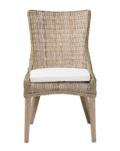 Baxton Studio Derris Natural Rattan Dining Chair With Cushion In Brown
