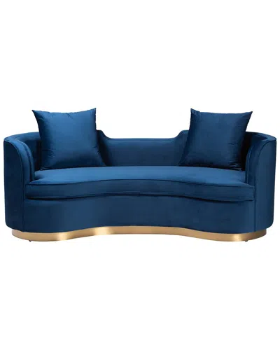 Baxton Studio Deserae Glam & Luxe Velvet Sofa In Blue
