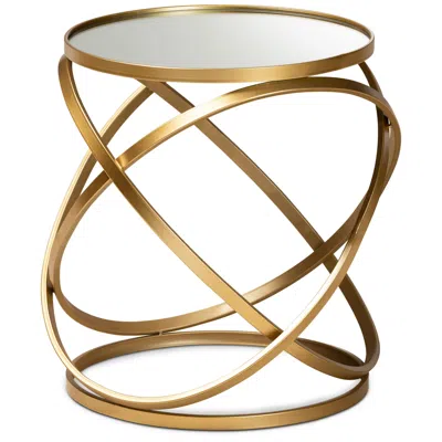 Baxton Studio Desma 17" Wide Brushed Gold Mirrored End Table