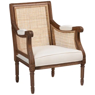 Baxton Studio Desmond Walnut Brown Wood Accent Chair In Multi