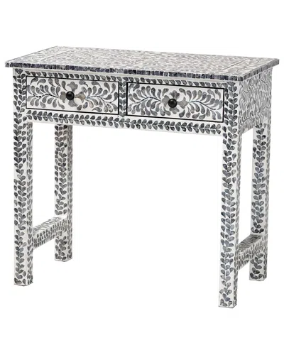 Baxton Studio Diata Coastal Mother Of Pearl Capiz Shell 2-drawer Console Table In Black
