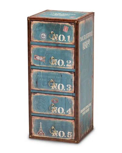 Baxton Studio Dnu  Alba Vintage Rustic Blue Wood 5-drawer Accent Storage Chest