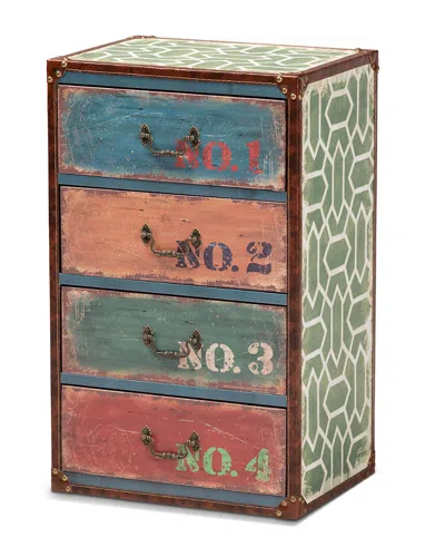 Baxton Studio Dnu  Amandine Vintage Rustic Multicolor Finished Wood 4-drawer Accent Storage Chest