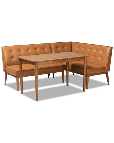 Baxton Studio Dnu  Arvid 3pc Dining Nook Set In Tan