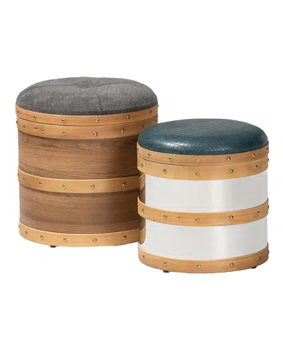 Baxton Studio Dnu  Caleb Modern Grey Fabric And Alligator Faux Leather 2-piece Storag