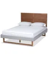 Baxton Studio Dnu  Eloise Rustic Modern Upholstered & Wood Full Platform Bed In Multi