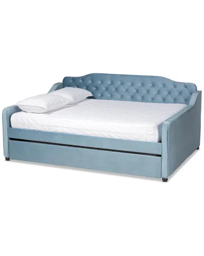 Baxton Studio Dnu  Freda Transitional & Contemporary Upholstered & Button Tufted Full Daybed W/trundl