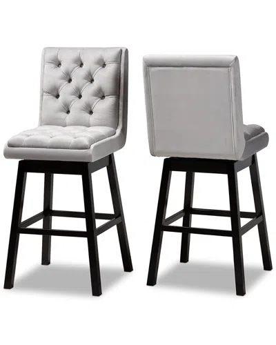Baxton Studio Dnu  Gregory Modern Transitional Fabric Upholstered & Wood 2pc Swivel Bar Stool Set