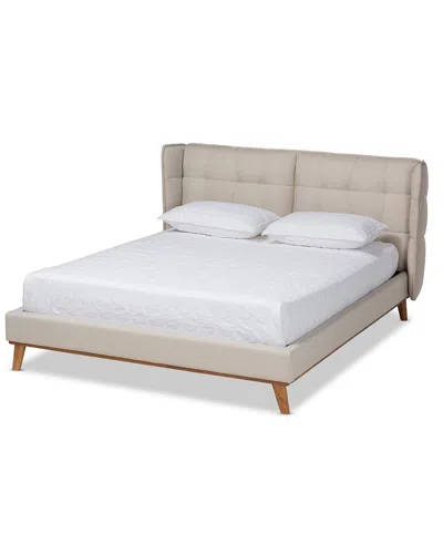 Baxton Studio Dnu  Gretchen Modern & Contemporary Upholstered & Wood Queen Platform Wingback Bed