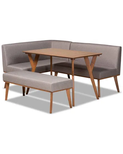 Baxton Studio Dnu  Odessa 4pc Dining Nook Set In Grey