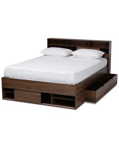 Baxton Studio Dnu  Tristan Wood 1-drawer Queen Platform Storage Bed W/shelves
