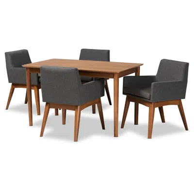 Baxton Studio Dorina Dark Gray Fabric 5-piece Dining Set