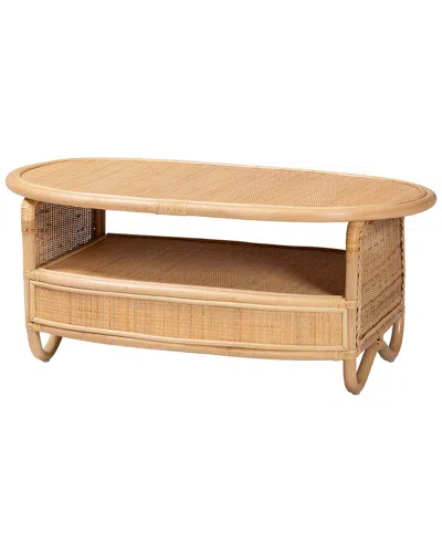 Baxton Studio Dyna Natural Rattan Coffee Table With Open Shelf In Nude