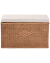 Baxton Studio Eamon Braided Rattan Storage Bench With Cushioned Lift-top Lid In Brown