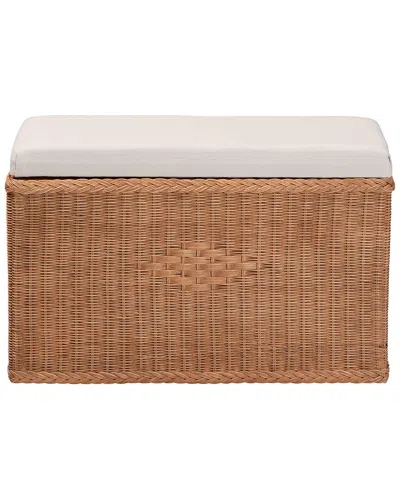 BAXTON STUDIO BAXTON STUDIO EAMON BRAIDED RATTAN STORAGE BENCH WITH CUSHIONED LIFT-TOP LID