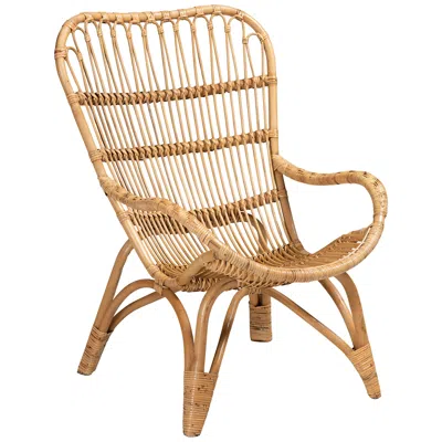 Baxton Studio Earvin Natural Brown Rattan Accent Armchair