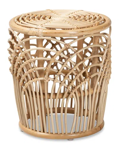 Baxton Studio Edena Rattan End Table In Brown