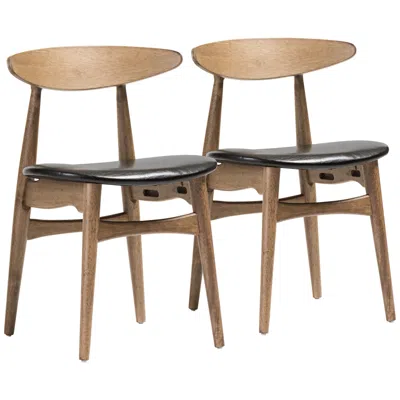 Baxton Studio Edna Black And Oak Wood Dining Chair Set Of 2