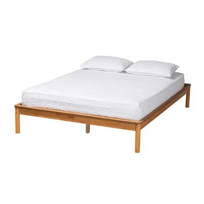 Baxton Studio Efren Mid-century Modern Honey Oak Finished Wood King Size Bed Frame In Brown