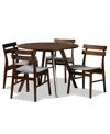 Baxton Studio Eiko Mid-century Modern Transitional Fabric Upholstered 5 Piece Dining Set In Gray