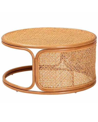 Baxton Studio Eldon Bohemian Rattan Coffee Table In Brown