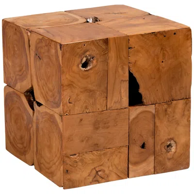 Baxton Studio Eldora 17" Wide Natural Brown Teak Root Square End Table