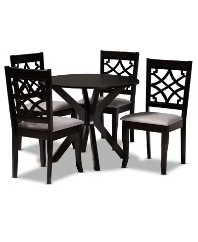 Baxton Studio Sandra Modern And Contemporary Fabric Upholstered 5 Piece Dining Set In Black