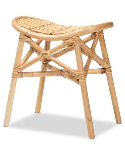 Baxton Studio Elgon Rattan Footstool In Brown